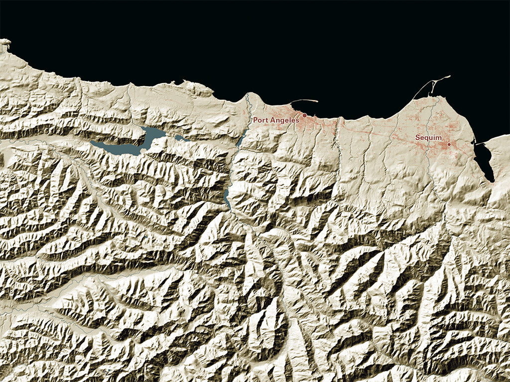 Washington Landforms and Rivers Map