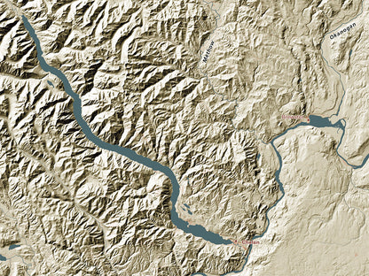 Washington Landforms and Rivers Map