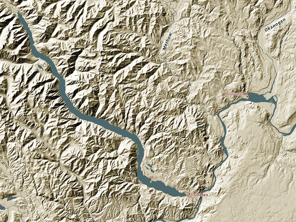 Washington Landforms and Rivers Map