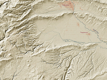 Washington Landforms and Rivers Map