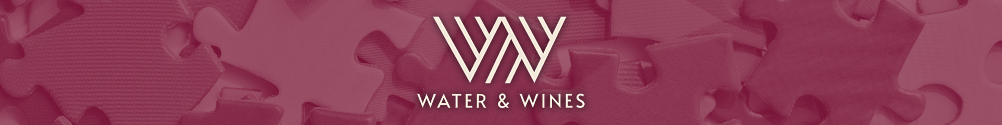 Water & Wines logo with puzzle pieces in the background