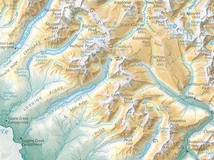 Waterton–Glacier International Peace Park Elevation Tints Fine Art Print Map