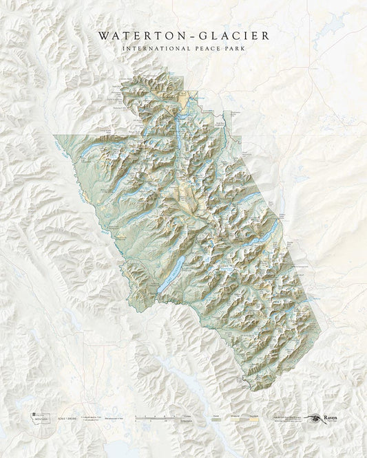 Waterton–Glacier International Peace Park Landscape Fine Art Print Map