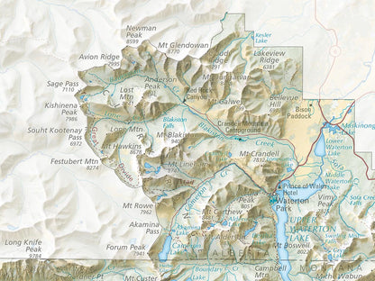 Waterton–Glacier International Peace Park Landscape Fine Art Print Map