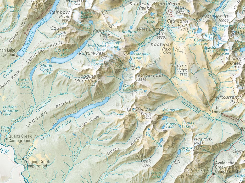 Waterton–Glacier International Peace Park Landscape Fine Art Print Map