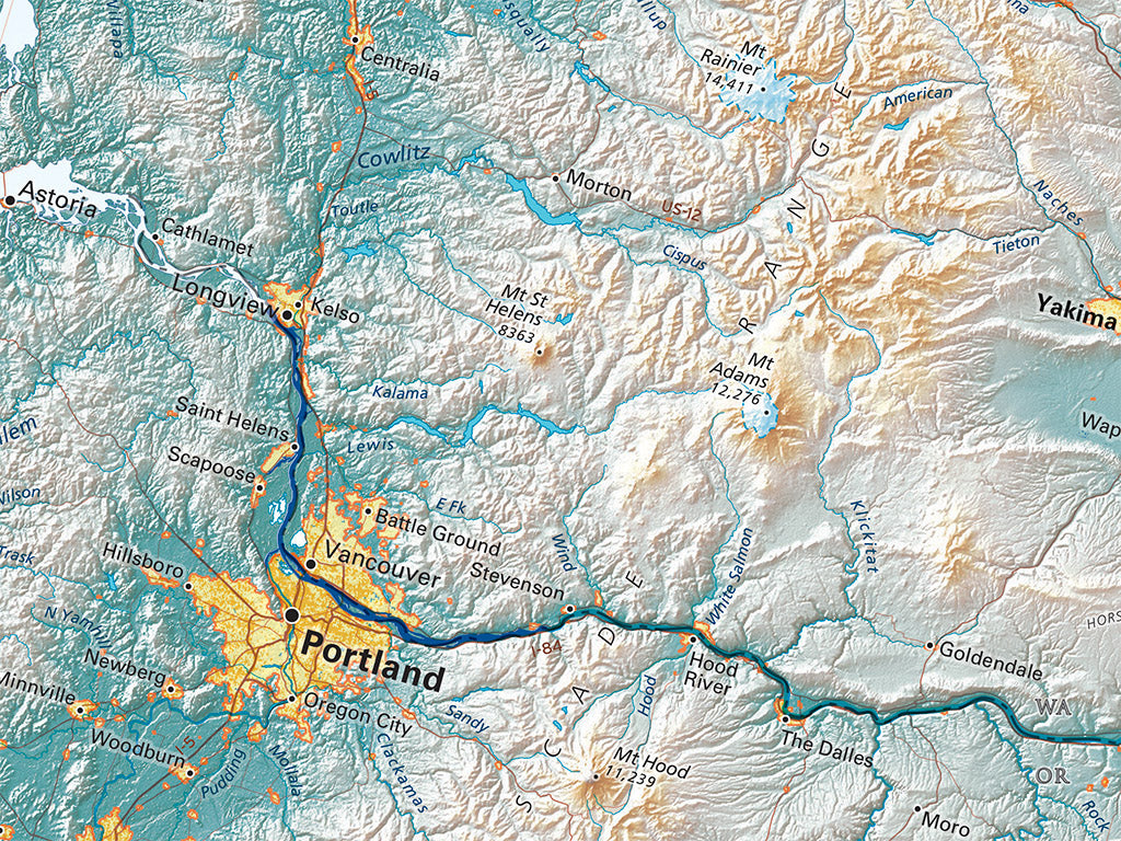 West Coast Elevation Tints Fine Art Print Map