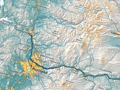 West Coast Elevation Tints Fine Art Print Map