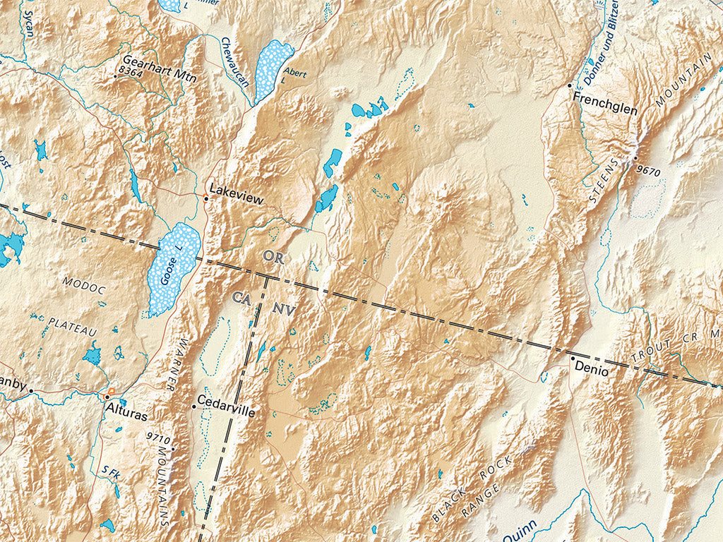 West Coast Elevation Tints Fine Art Print Map