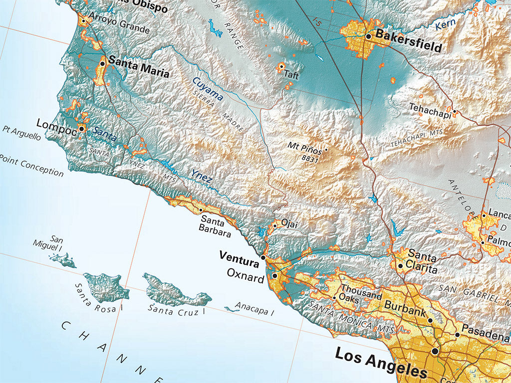 West Coast Elevation Tints Fine Art Print Map