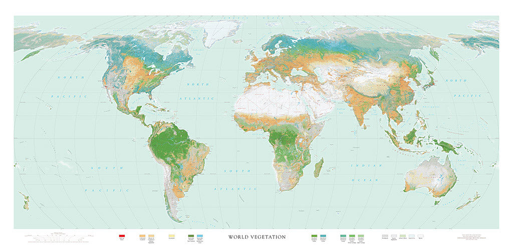 World Vegetation Fine Art Print Map