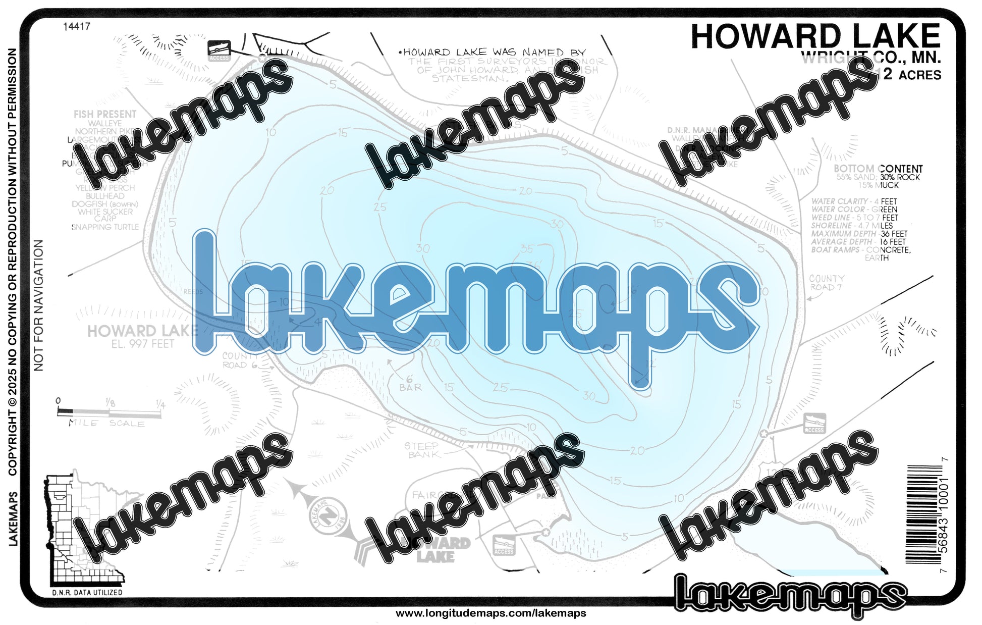Wright County, MN - HOWARD - Lakemap - 14417