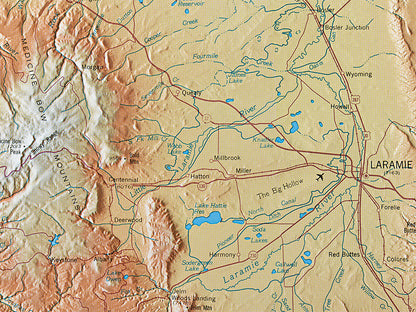 Wyoming Elevation Tints Fine Art Print Map