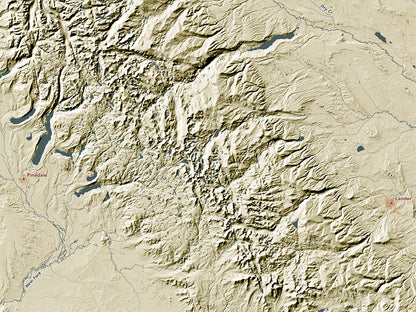 Wyoming Landforms and Rivers Fine Art Print Map