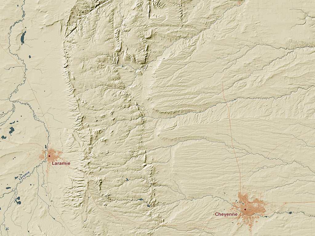Wyoming Landforms and Rivers Fine Art Print Map