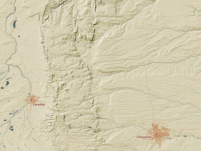 Wyoming Landforms and Rivers Fine Art Print Map