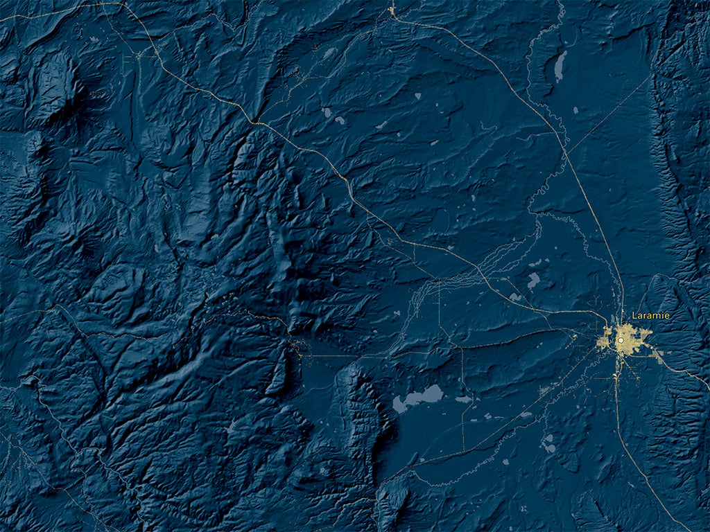 Wyoming at Night Fine Art Print Map