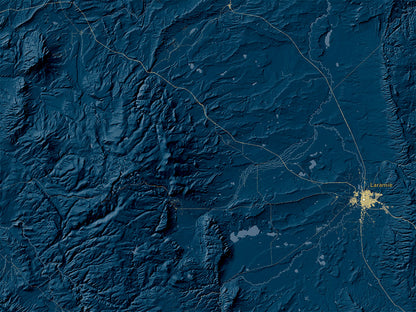 Wyoming at Night Fine Art Print Map