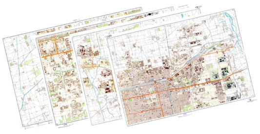 Xian (China) 4-Sheet Map Set - Soviet Military City Plans
