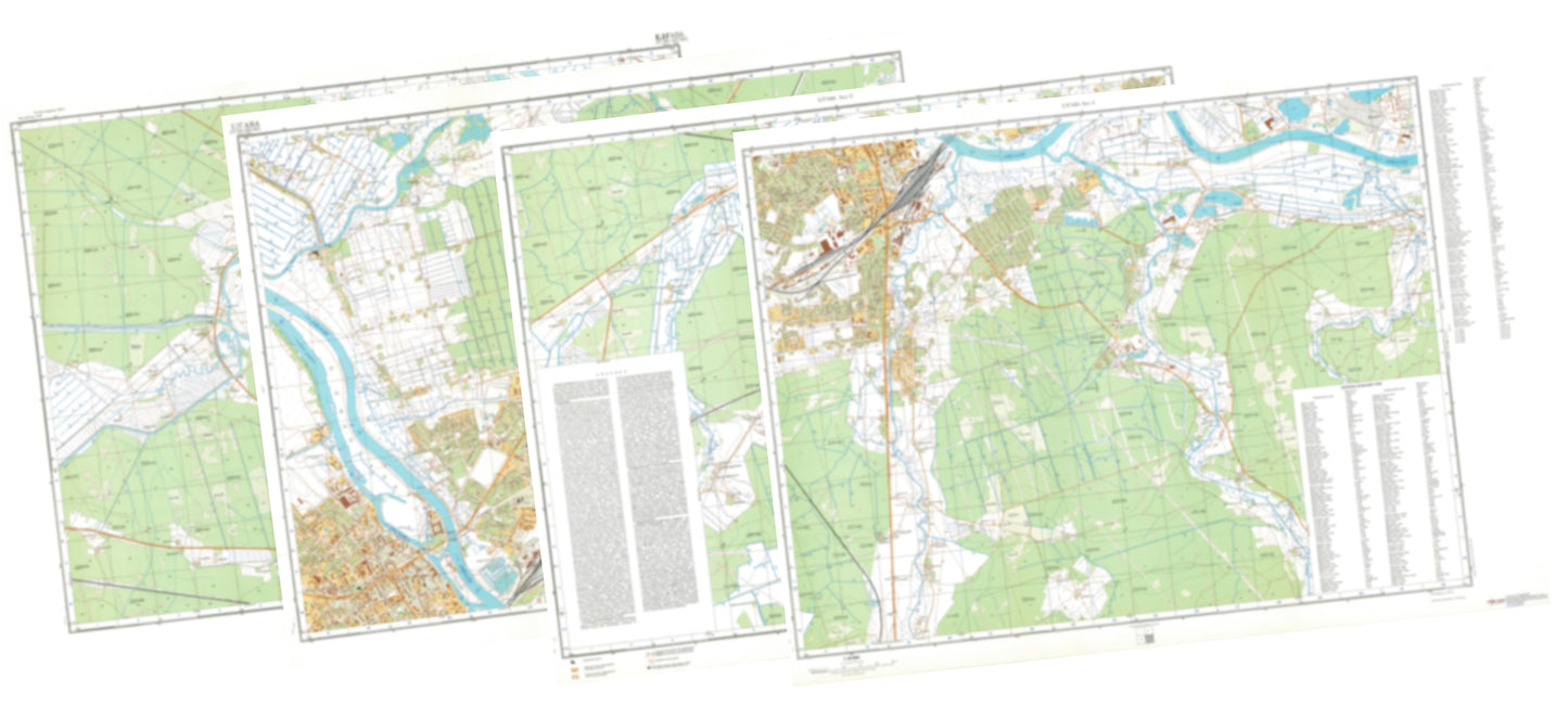 Jelgava (Latvia) 4-Sheet Map Set - Soviet Military City Plans