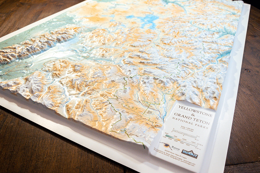 Yellowstone & Grand Teton National Parks Raised Relief Map