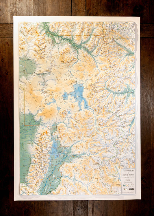 Yellowstone & Grand Teton National Parks Raised Relief Map