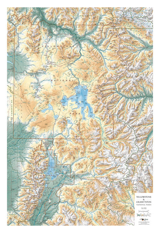 Yellowstone National Park Elevation Tints Fine Art Print Map