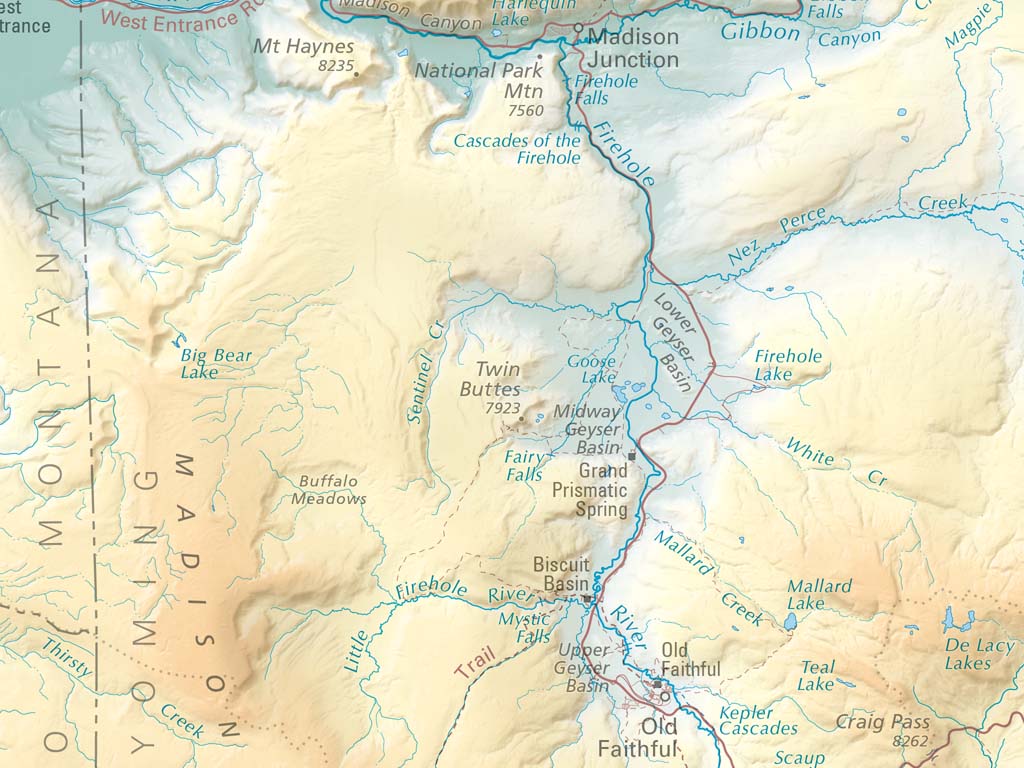 Yellowstone National Park Elevation Tints Fine Art Print Map