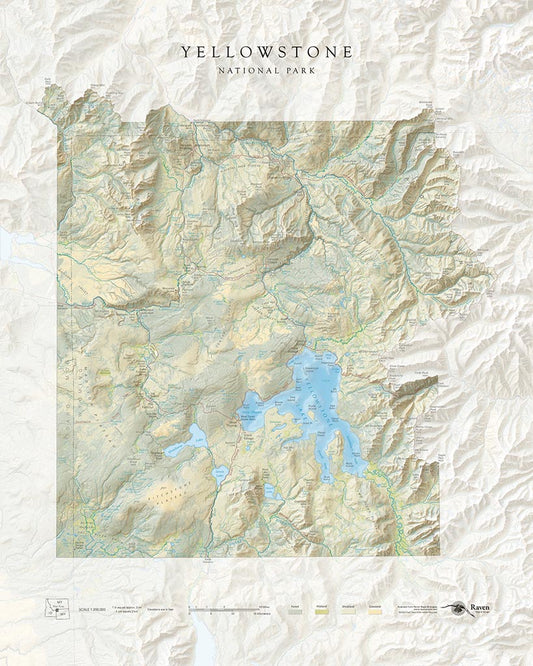 Yellowstone National Park Landscape Fine Art Print Map