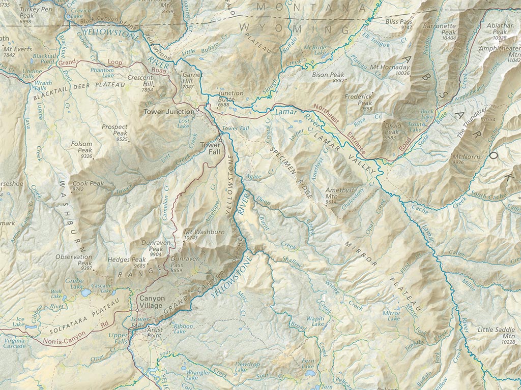 Yellowstone National Park Landscape Fine Art Print Map