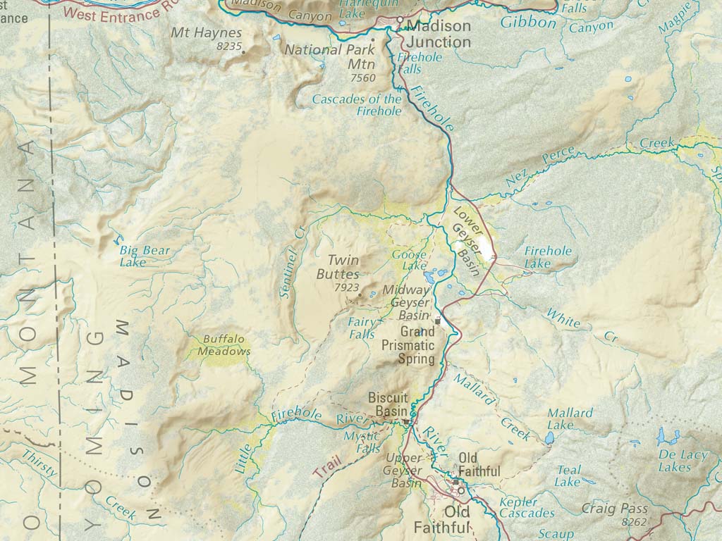 Yellowstone National Park Landscape Fine Art Print Map