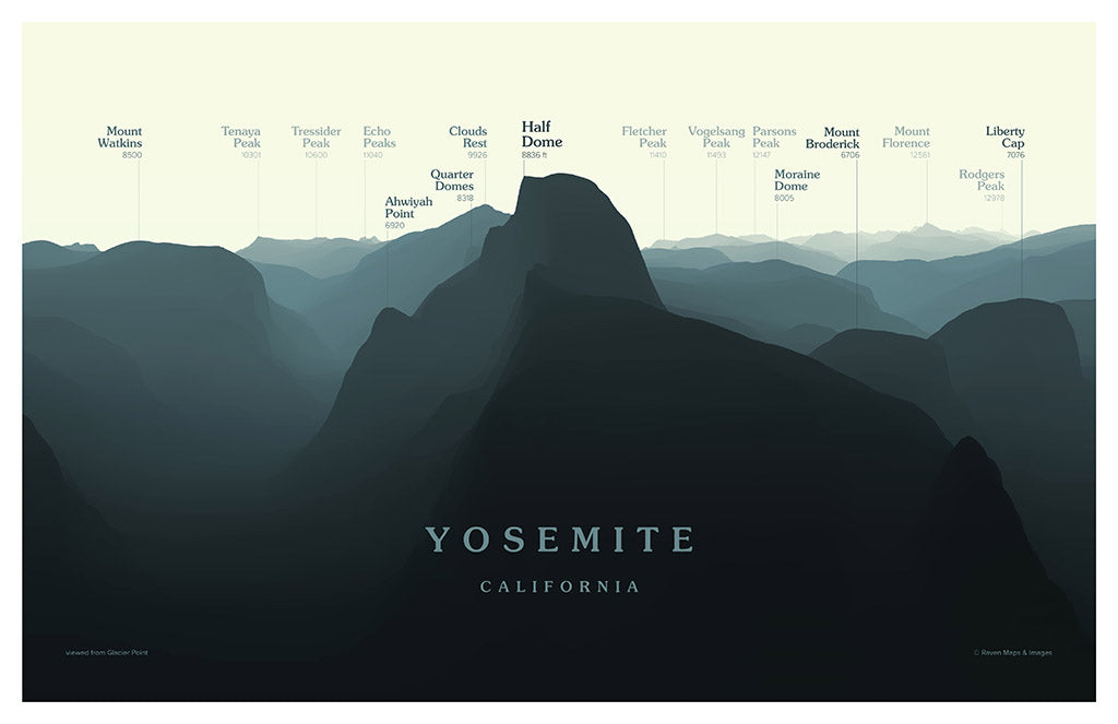 Yosemite - Glacier Point Peakscapes Elevation Panorama