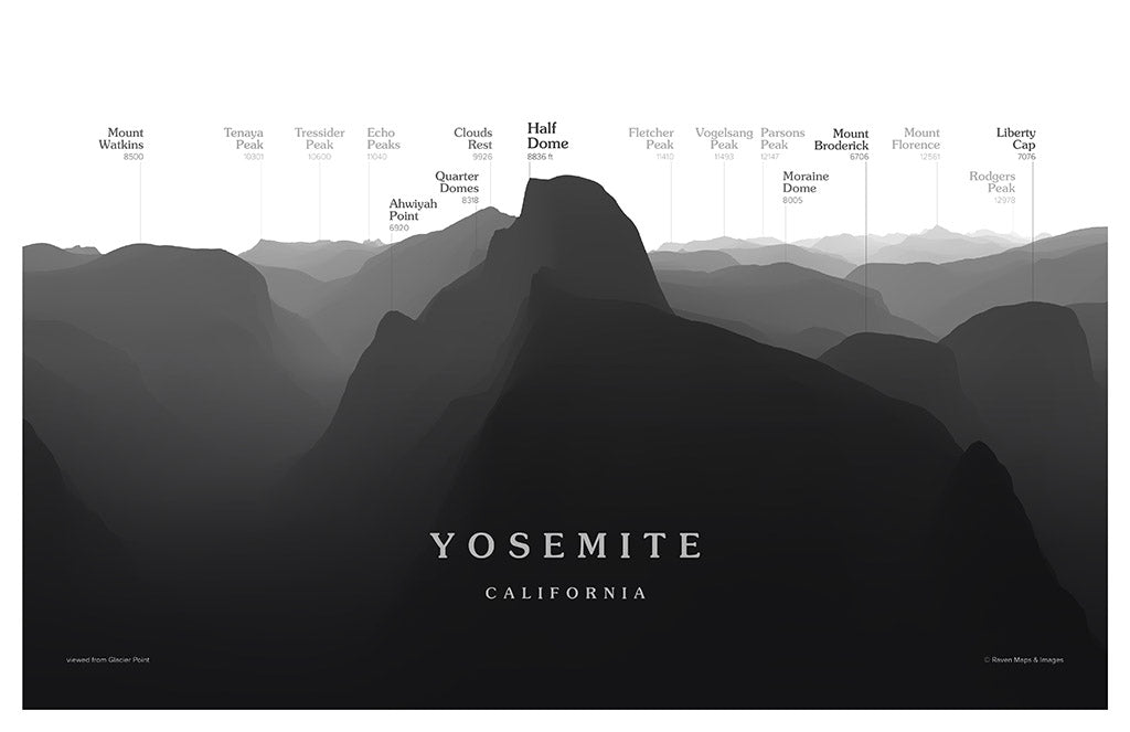 Yosemite - Glacier Point Peakscapes Elevation Panorama