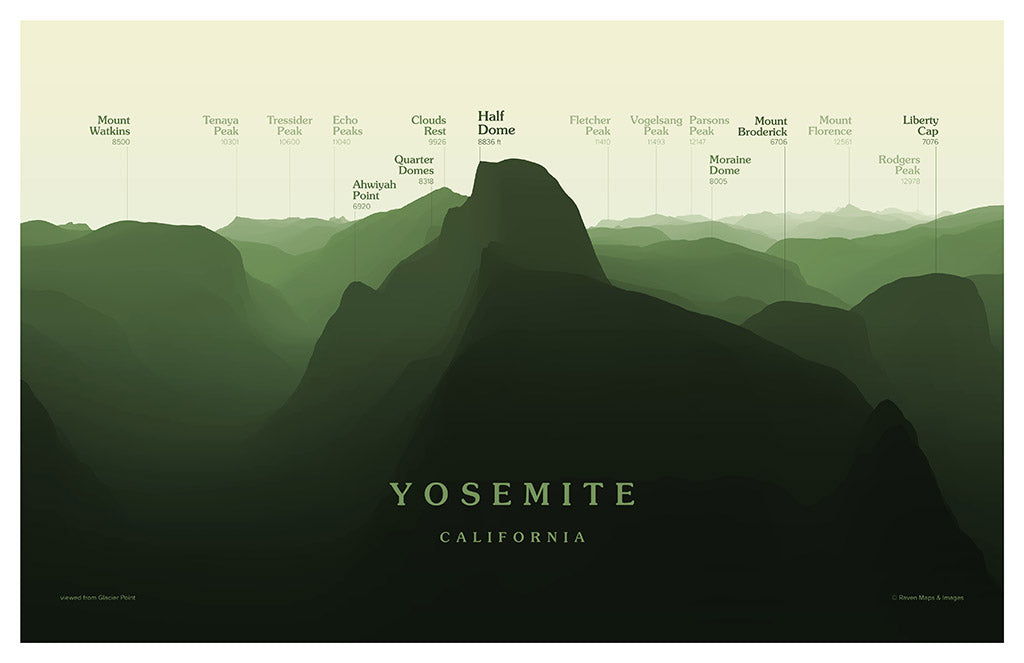 Yosemite - Glacier Point Peakscapes Elevation Panorama