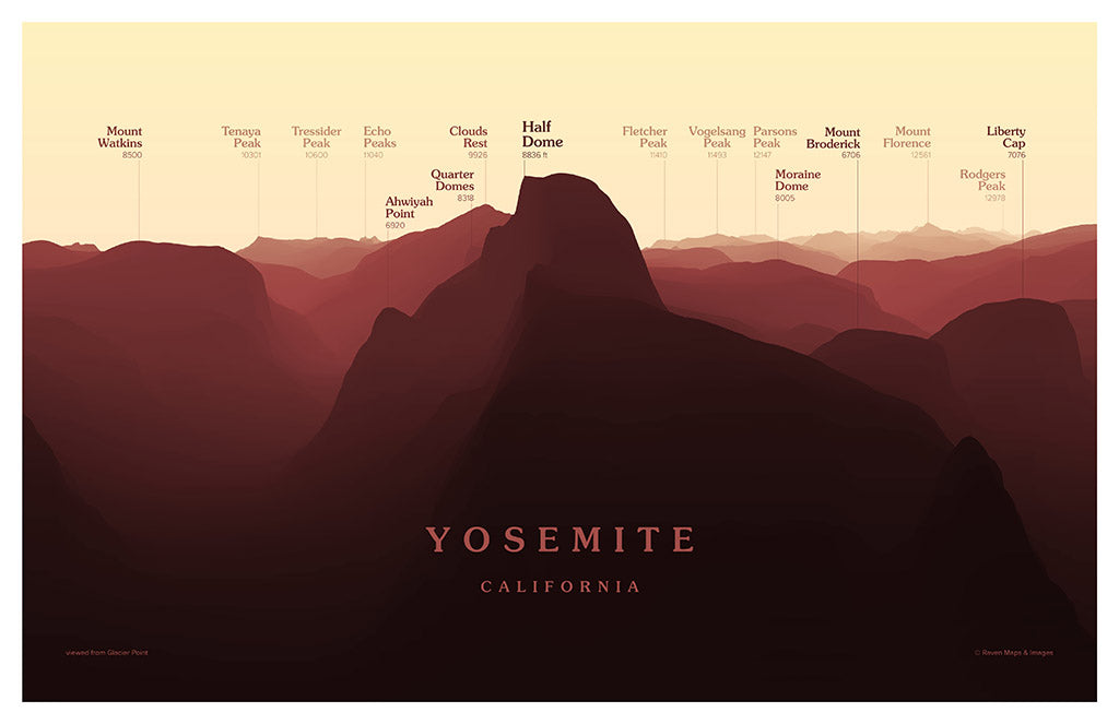 Yosemite - Glacier Point Peakscapes Elevation Panorama