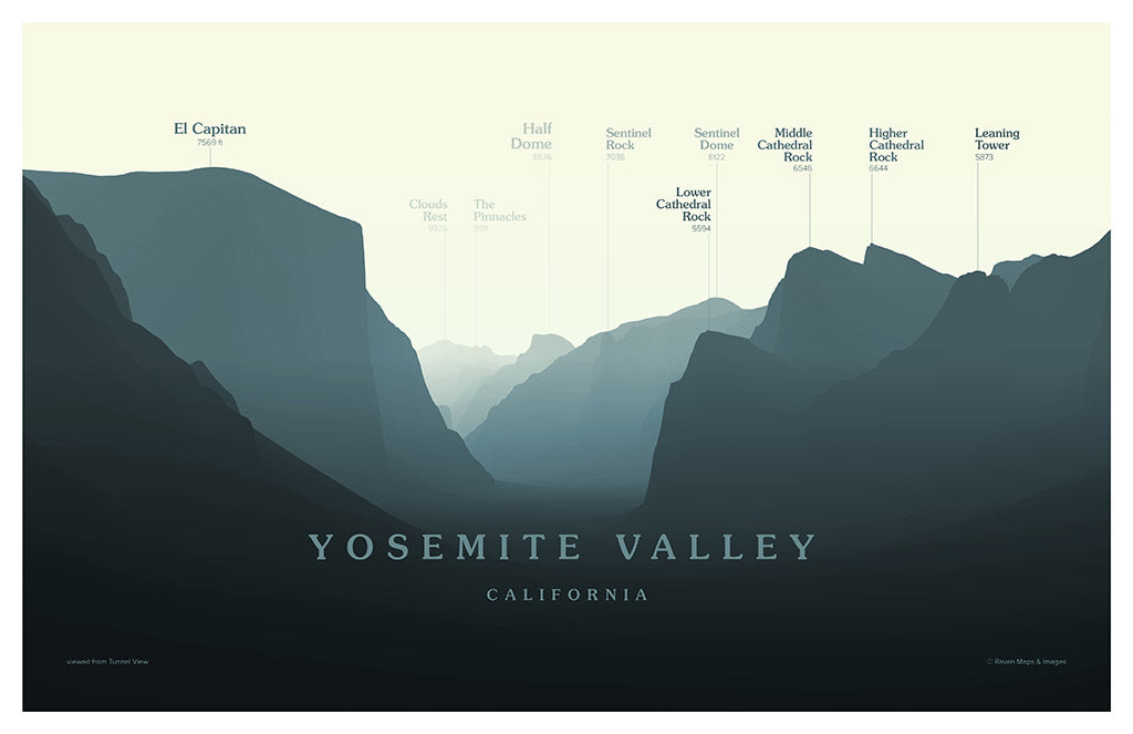 Yosemite Valley - Tunnel View Peakscapes Elevation Panorama