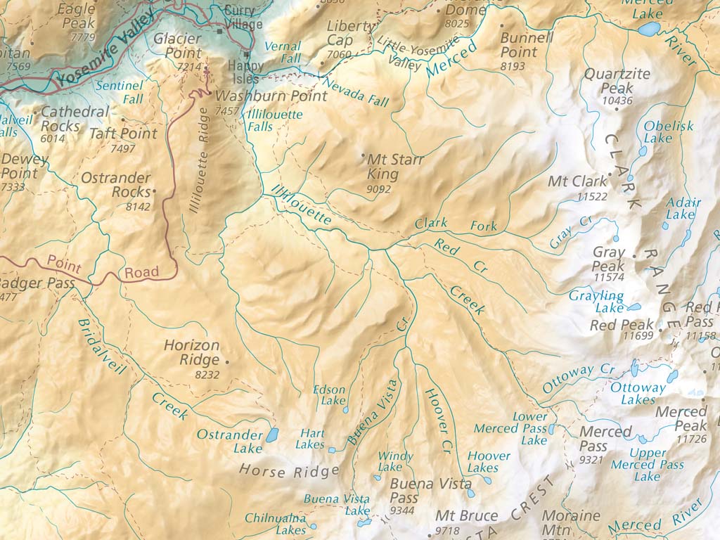 Yosemite National Park Elevation Tints Fine Art Print Map