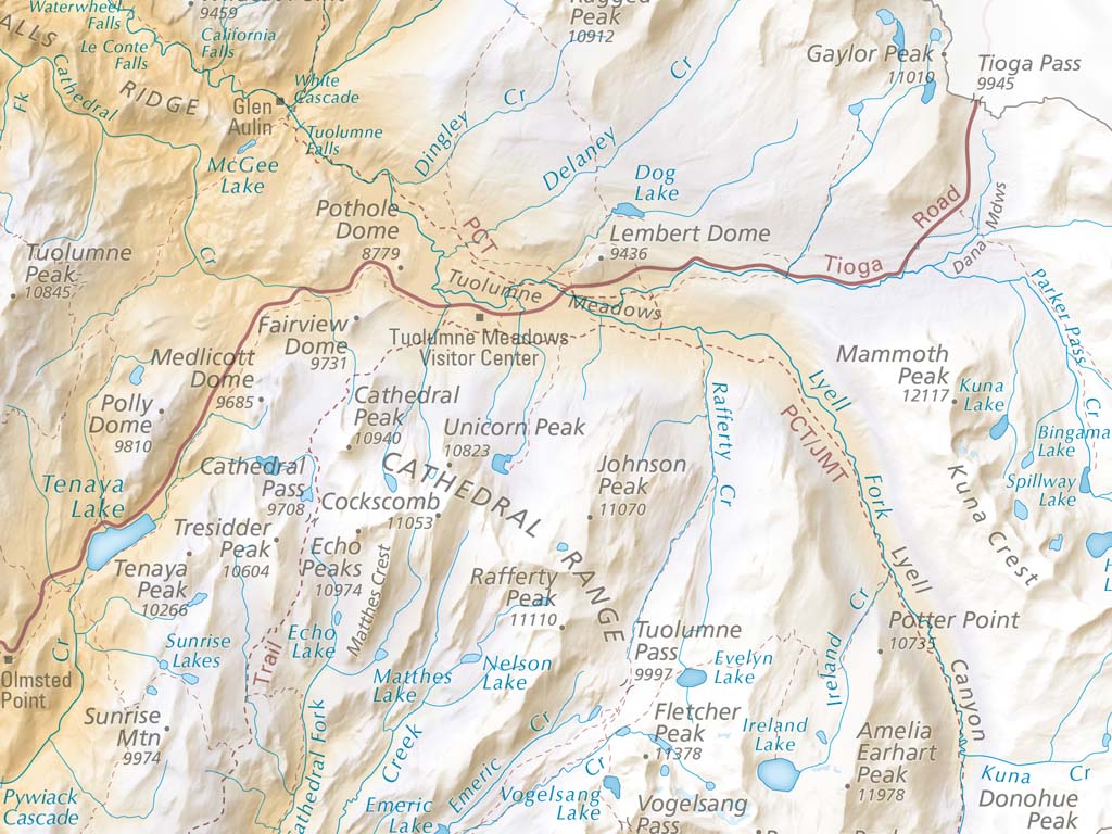 Yosemite National Park Elevation Tints Fine Art Print Map