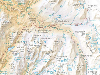 Yosemite National Park Elevation Tints Fine Art Print Map