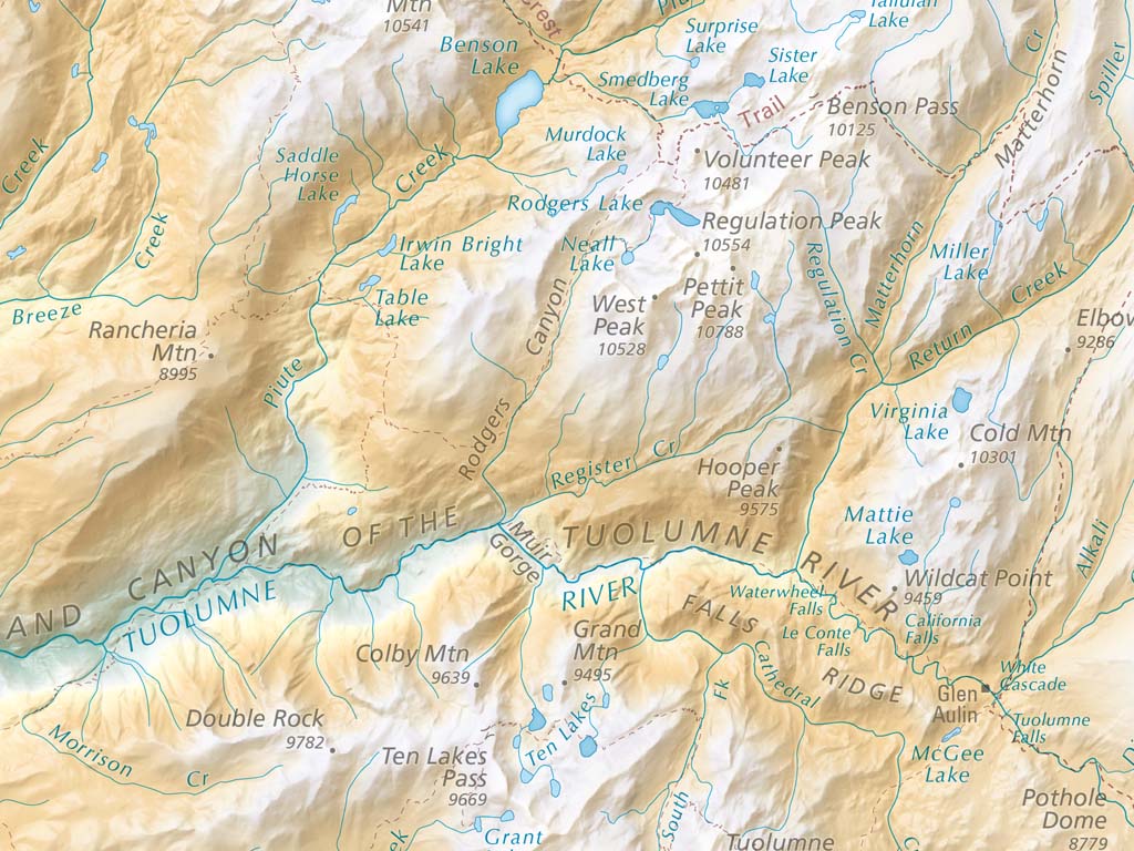Yosemite National Park Elevation Tints Fine Art Print Map