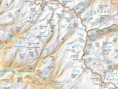 Yosemite National Park Elevation Tints Fine Art Print Map
