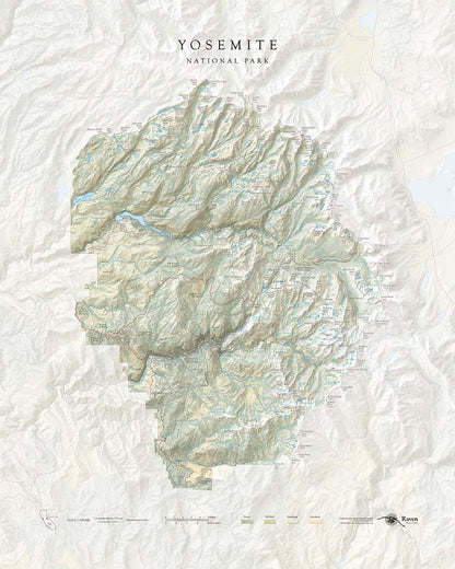 Yosemite National Park Landscape Fine Art Print Map