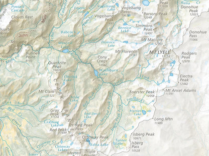 Yosemite National Park Landscape Fine Art Print Map