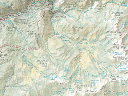 Yosemite National Park Landscape Fine Art Print Map