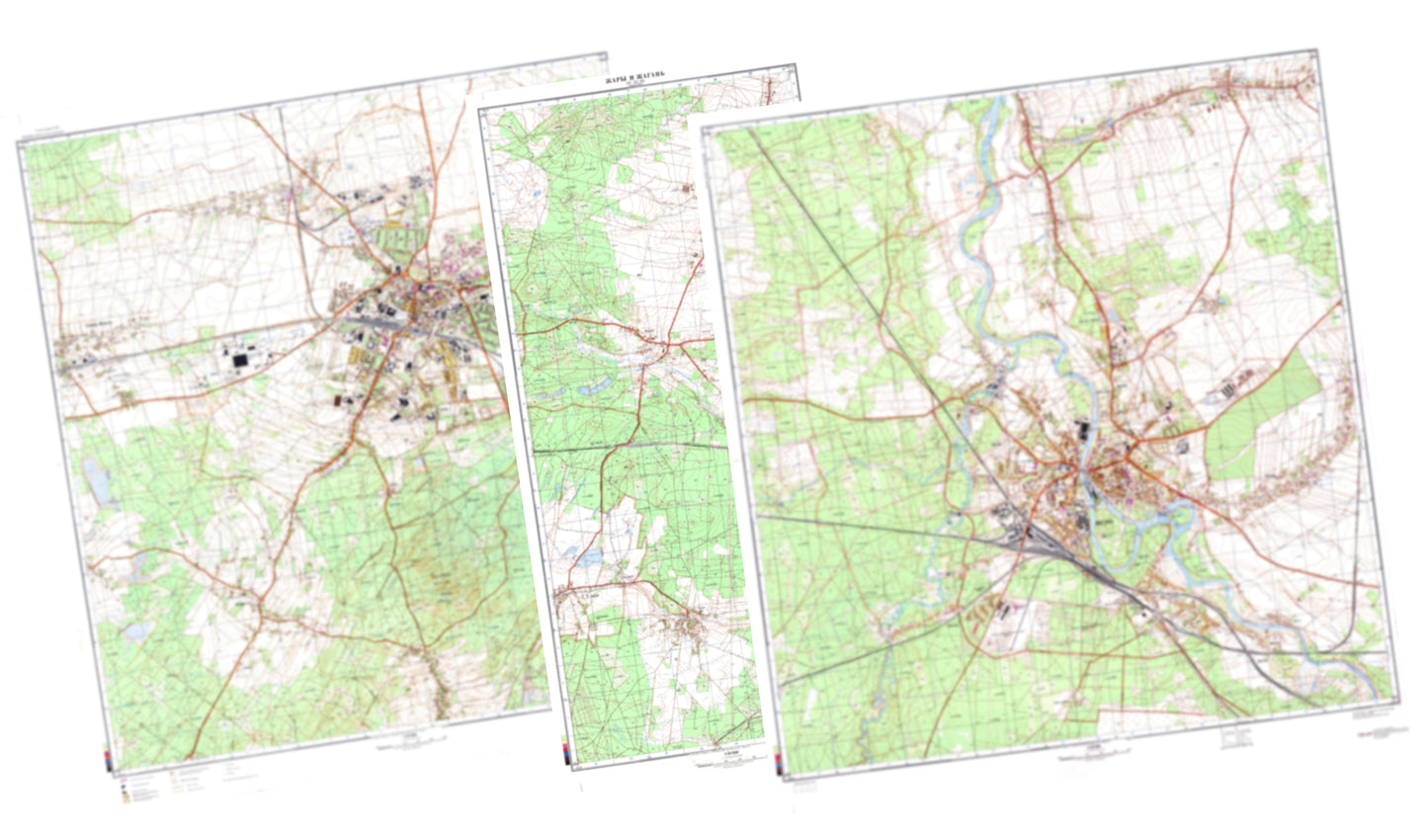 Zary, Zagan (Poland) 3-Sheet Map Set - Soviet Military City Plans