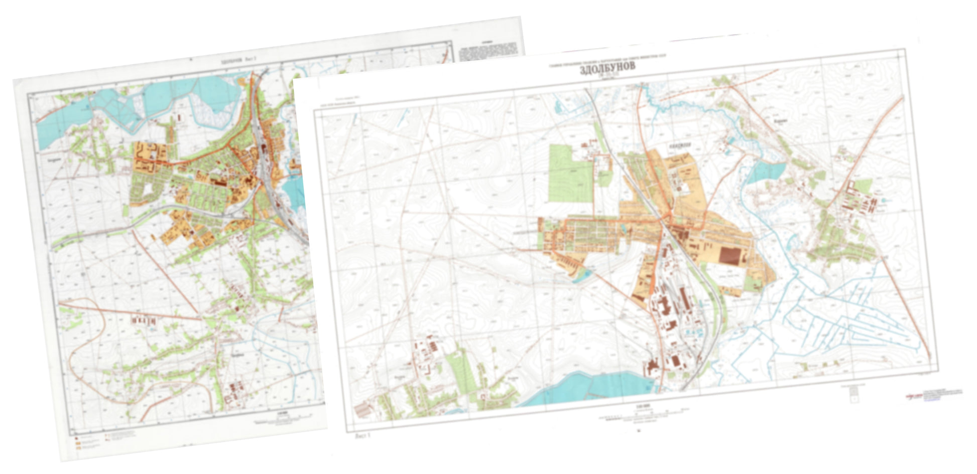 Zdolbunov (Ukraine) 2-Sheet Set - Soviet Military City Plans