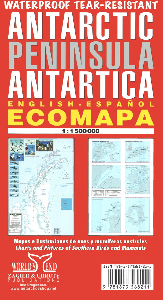 Antarctic Peninsula Antartica Map: English-Español : ecomapa