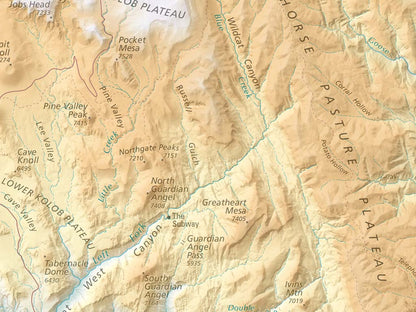 Zion National Park Elevation Tints Fine Art Print Map