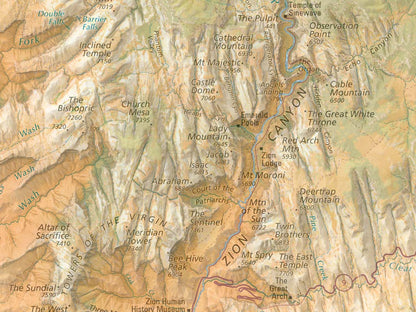 Zion National Park Landscape Fine Art Print Map