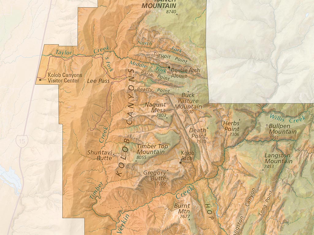 Zion National Park Landscape Fine Art Print Map