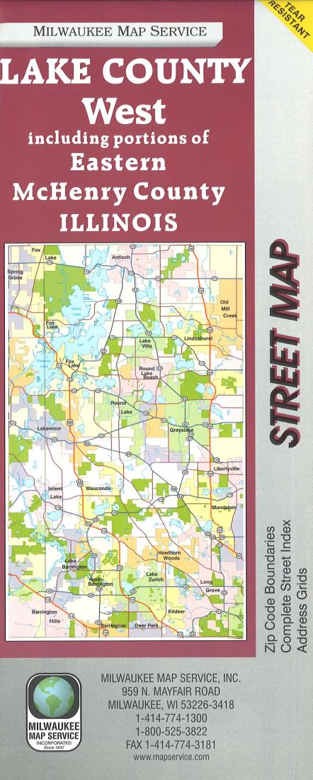 Lake County West, including portions of Easter McHenry County, IL : Street Map